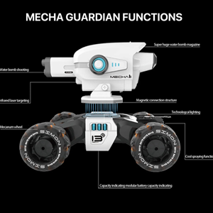  ماشین کنترلی شارژی لیزری نگهبان تیر ژله ای پرتاب کن Mecha Guardian Water Bomb Spray Car Remote Control 1:12 -اسباب بازی